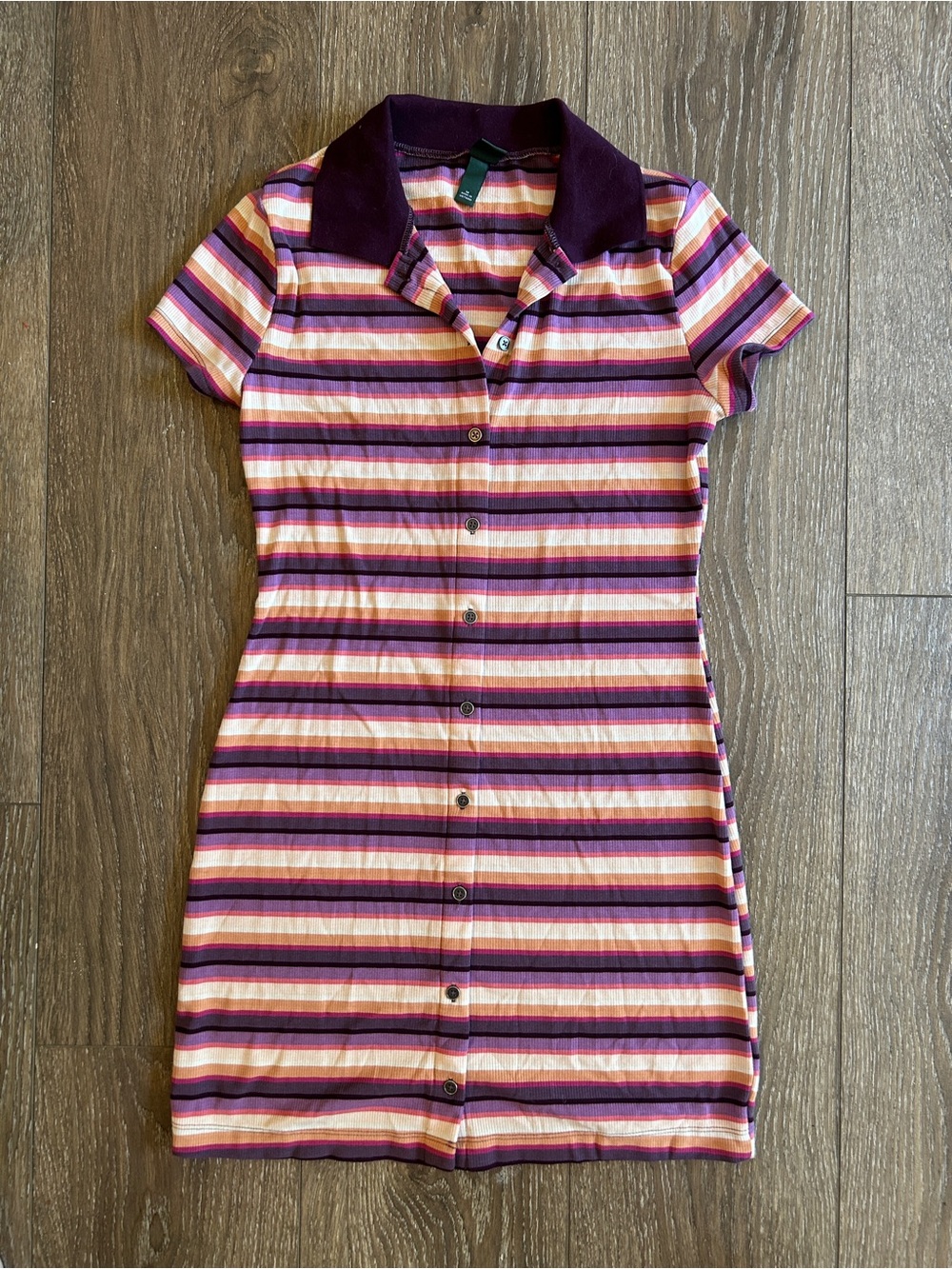 wild fable Striped Polo Mini Dress in Purple and Pink